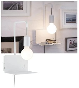 Paulmann 79812 - 1xE27/40W fali lámpatest polccal és USB-porttal CALVANI 230V fehér