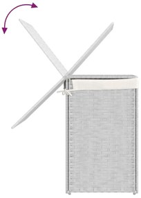 fehér polyrattan szennyeskosár 2 rekesszel 53x33x57 cm