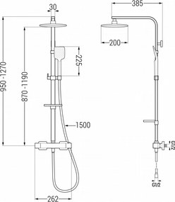Mexen CQ62 zuhanykészlet fali alatti zuhanyfejjel és termosztátos keverőcsapteleppel, króm - 772506295-00