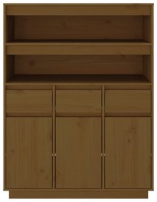 mézbarna tömör fenyőfa magasszekrény 89x40x116,5 cm