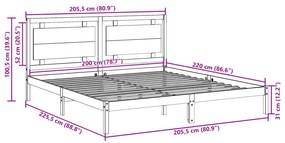 fehér tömör fa extra hosszú ágykeret matrac nélkül 200 x 220 cm