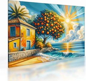 Üveg kép - Ház narancsokkal I. (70x50 cm)