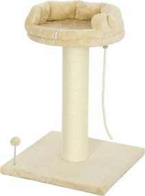 PawHut 83 cm-es Macska Fa Szigetelt Posztokkal, Platformmal, Szigetelt Kötéllel, Macska Karomkarcoló Közepes Macskák Számára, Bézs | Aosom