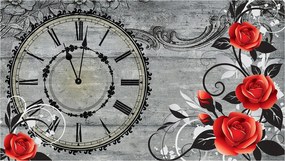 Fotótapéta Retro vintage rózsás falióra vinil 416x254 +ragasztó