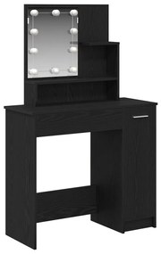 LED Sminkasztal Fekete Tölgy színben - 86.5 x 35 x 136 cm