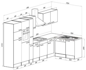 Yorki 370 sarok konyhabútor felülfagyasztós hűtős kivitelben
