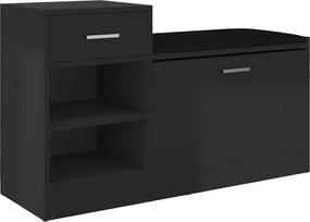 vidaXL magasfényű fekete szerelt fa cipőtároló pad 94,5 x 31 x 57 cm