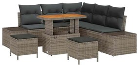 vidaXL Kerti Kanapé Szett párnával 8 pcs Szürke polirattan