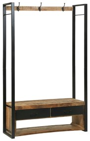 Ruhatartó horoggal és polcokkal 110x40x185 cm Tömör durva mangófából