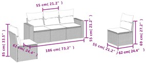 5 részes szürke polyrattan kerti ülőgarnitúra párnákkal