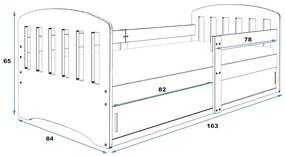 CLASA gyerekágy + matrac, 80x160, fehér/grafit/fekete