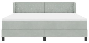 Boxspring Ágy Matrac Kivilágos Szürke 180x200 cm Bársony