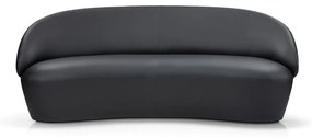 Naïve fekete bőr kanapé, 162 cm - EMKO