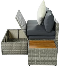 Kerti rattan szett DEBRA, szürke/természetes/krém