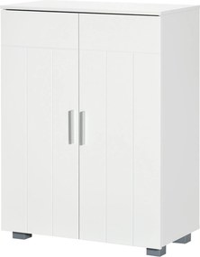 Kleankin Fürdőszobai Szekrény 2 Ajtóval és 2 Állítható Polccal, 60x30x80 cm Fehér | Aosom