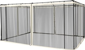 Outsunny 4 oldalfalú panel 3,4x2 cm-es kertipavilonhoz, hálós anyaggal, cipzárakkal és gyűrűkkel, fekete | Aosom