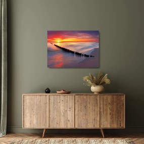 Kép - Naplemente, Balti tenger, Lengyelország (üvegen) (70x50 cm)