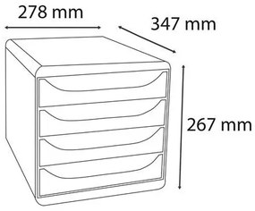 Irattároló, műanyag, 4 fiókos, EXACOMPTA Big-Box Office, szürke (EX310041D)