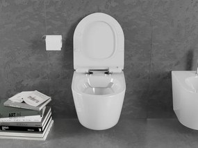 Mexen LENA Perem nélküli, falra akasztható wc csésze lassan süllyedő ülőkés SLIM, 48 x 36 cm, fehér, 30224000