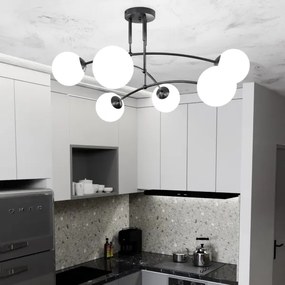 Csillár PREGOS 6xE14/10W/230V fekete/fehér