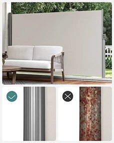 Oldalsó napellenző, kihúzható, 200 × 400 cm, bézs