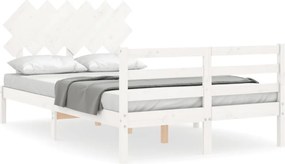 vidaXL fehér tömör fa ágykeret fejtámlával Small Double