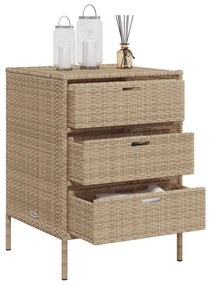 bézs polyrattan kerti tárolószekrény 55 x 59 x 80 cm