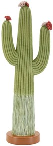 Dekor kaktusz szobor talppal – zöld, virágos 16,5X11X45 cm