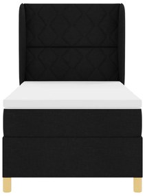 Boxspring Ágy Matrac Szfekete 90x200 cm Szövet