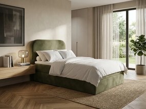 Kárpitozott boxspring ágy FORENA 90x200 cm sötétzöld Matrac: Bonell rugós matrac