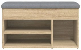 sonoma tölgy színű szerelt fa cipőtároló pad 82 x 32 x 45,5 cm