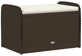 barna polyrattan tárolópad párnával 80 x 51 x 52 cm