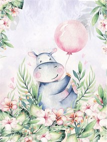 Fotótapéta Víziló lufi akvarell pasztell színek 184x254 +ragasztó