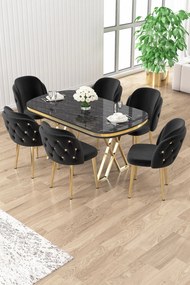 Zae étkezőgarnitúra, fekete márvány-arany, 168 cm – TR240CHR3096