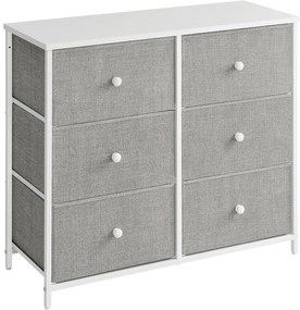 Tároló szekrény hat fiókkal, ruhás szekrény, fehér és világosszürke 80x30x85cm