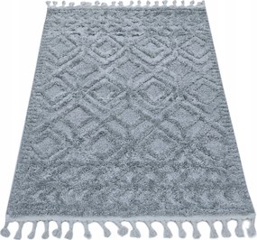 Szőnyeg 160x220 Boho Berber Nappali Hálószoba Szürke Bozontos Rojtok