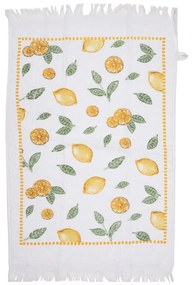 Konyhai kéztörlő pamut fehér citrom mintás Lemons & Leafs