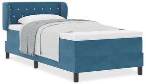 Boxspring Ágy Matraccal Sötét Kék 90x190 cm Bársony