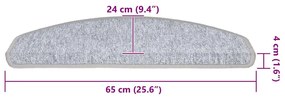 vidaXL 30 db világosszürke lépcsőszőnyeg 65x24x4 cm