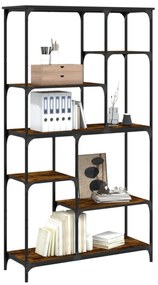 füstölt tölgy szerelt fa és acél könyvespolc 99 x 35,5 x 176 cm
