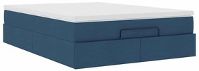Ottomán ágykeret matraccal Kék 140x190cm anyaggal