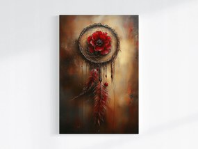 Poszter Álomfogó Piros Virág Toll Boho 40x60