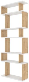 Fehér-natúr színű könyvespolc tölgyfa dekorral 60x160 cm Bates – Kalune Design