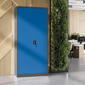 Fém iratszekrény JAN H, 900 x 1950 x 400 mm, antracit-kék