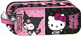 Hello Kitty &amp; Kuromi 2 rekeszes tolltartó 23 cm