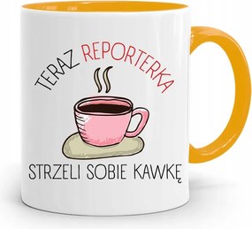 Sárga Bögre Ajándék Riporter Újságírónak fényképes nyomtatással