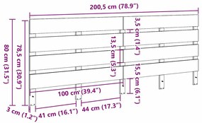 Fejtámla fejtámlával Viaszbarna 200.5 x 3 x 80 cm Tömör fenyőfa
