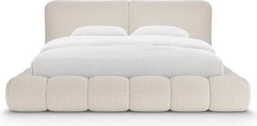 Bézs kárpitozott ágyneműtartós franciaágy ágyráccsal 180x200 cm Solange – Micadoni