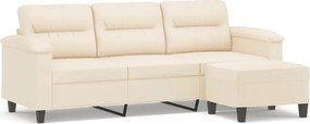 vidaXL 3 személyes bézs szövet kanapé lábtartóval 180 cm