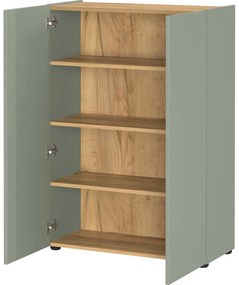 Világoszöld cipőtartó tölgyfa dekorral 74x105x33 cm Alviano – Germania
